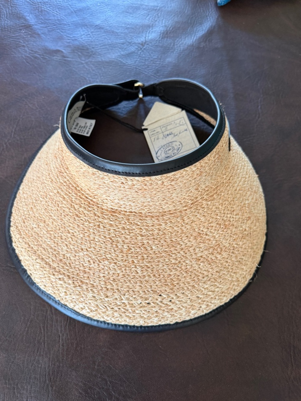 Catarzi 1910 100% Raffia visor with black trim
